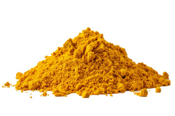 of pile powder tumerica separated from white and transparent background