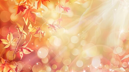 Fototapeta premium Autumn bokeh background with soft glowing light and delicate floral patterns
