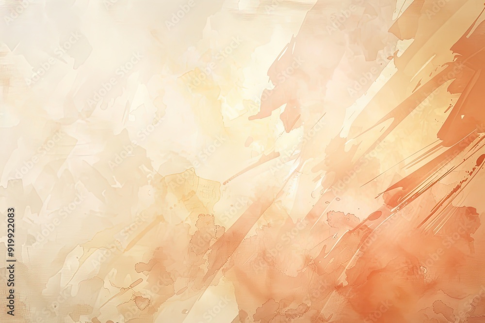 Poster abstract beige and peach watercolor background with soft textures for modern design use in 2024