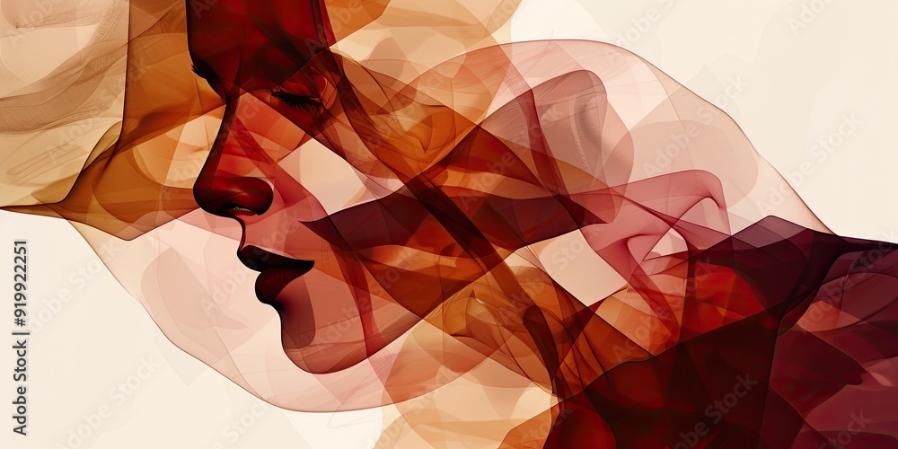 Aufkleber modern autumnal background featuring soft gradients in amber, deep red, and ochre with a minimalisti
