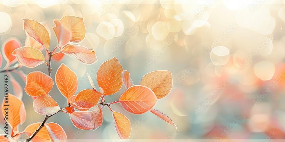 Aufkleber cozy autumn background with soft glowing leaves and gentle bokeh effect