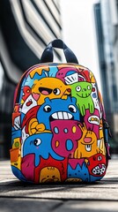 children's school backpack with a cartoon pattern