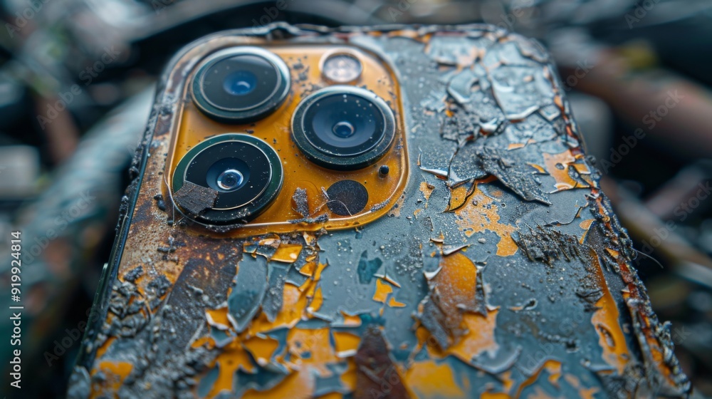 Poster illustrate a shattered rear camera lens on a broken smartphone, hindering users from capturing clear