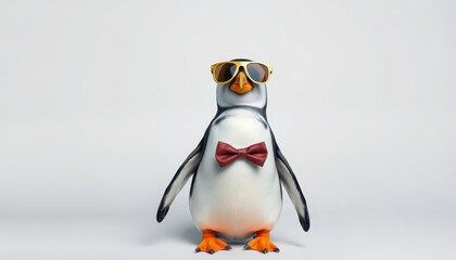 Fototapeta premium Cool Penguin Wearing Sunglasses and Bowtie.