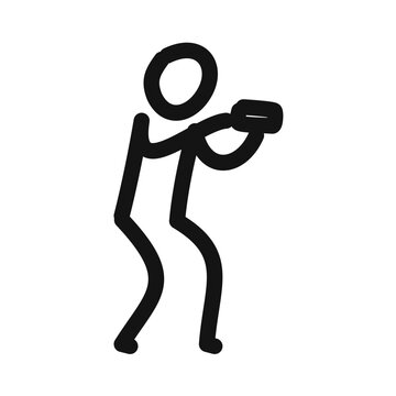 simple block figure taking a picture with a smartphone