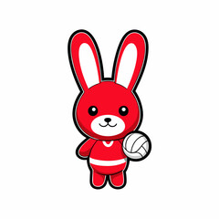 bunny with red ball