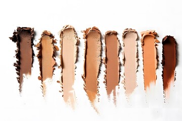 Diverse skin tone makeup swatches on a white background