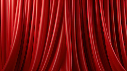 Fototapeta premium A red curtain hangs in soft, vertical folds