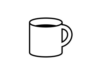 フラットなホットコーヒーアイコンD：黒線