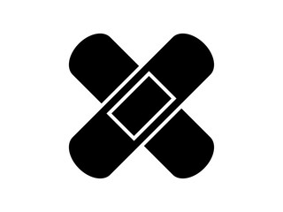 ミニマルな絆創膏ばってんアイコンD：黒