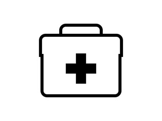 シンプルな十字マーク救急箱アイコンL：角丸黒線