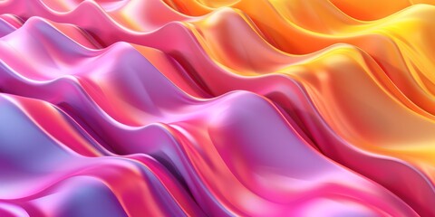 Obraz premium An eyecatching and vibrant design featuring smooth, beautifully flowing waves in stunning pink and orange hues
