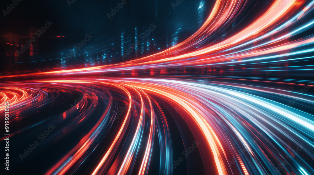 Poster abstract futuristic motion effect with high speed lines and twirling light that can be used as a bac