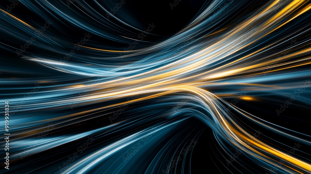 Poster abstract futuristic motion effect with high speed lines and twirling light that can be used as a bac