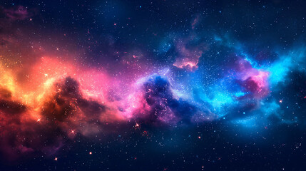 Obraz premium A stunning display of a cosmic nebula featuring bright colors, swirling gases, and stars in the depth of outer space
