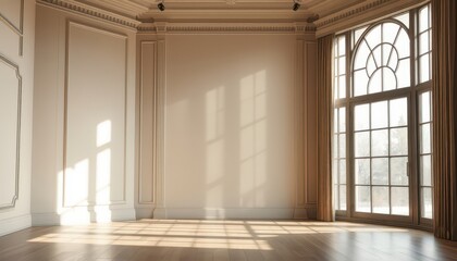 Fototapeta premium Empty Room with Sunlight Streaming through a Window.
