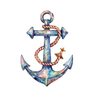 recommend clip art: Marine anchor watercolor illustration, marine animals clipart