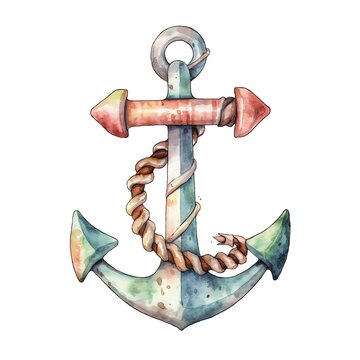 recommend clip art: Marine anchor watercolor illustration, marine animals clipart