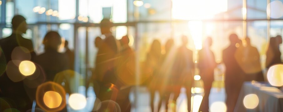 Blurry Silhouettes of People in a Sunny Room