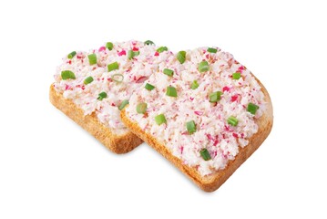 Radish butter sandwich n a white isolated background