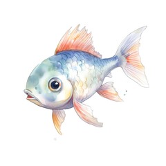Fototapeta premium Marine fish watercolor illustration, marine animals clipart