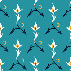 whimsical, repeating, seamless pattern, cottage core, fairy core