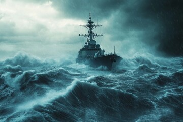 a ship in the middle of a large body of water