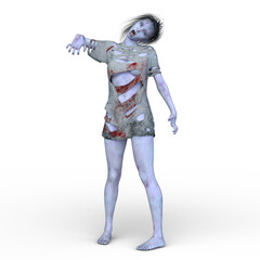 女性ゾンビ　3DCGレンダリング