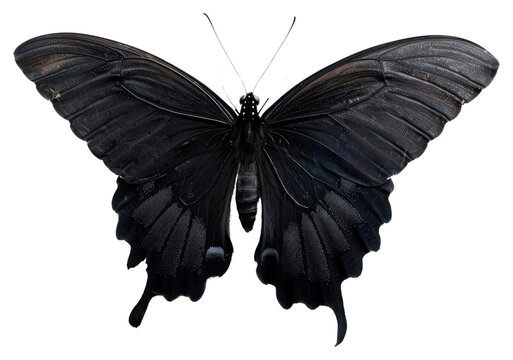 Fototapeta PNG  Elegant black butterfly on white