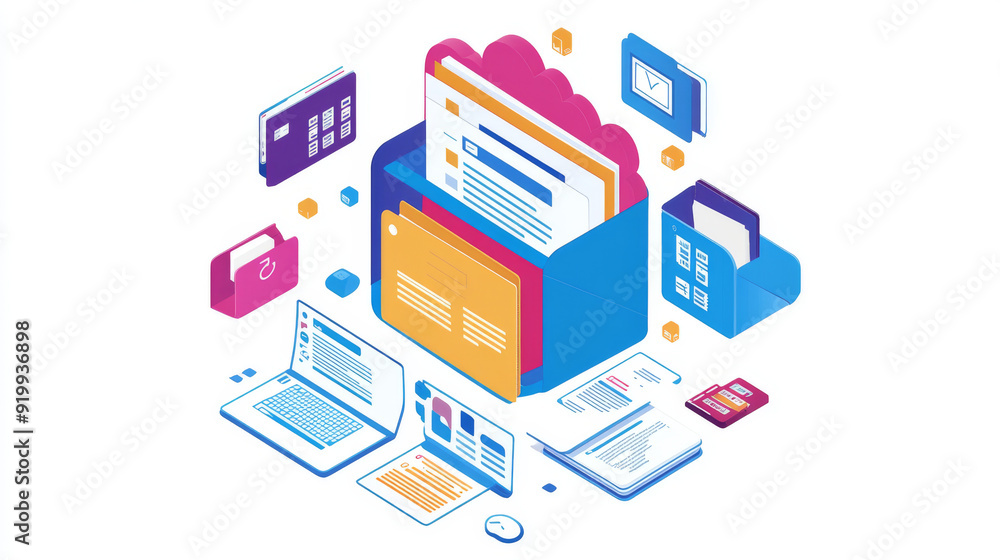 Poster move your files and data securely using cloud technology. share information easily online with moder
