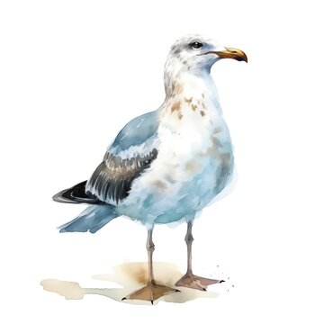 recommend clip art: Marine seagul watercolor illustration, marine animals clipart