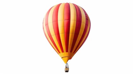 Fototapeta premium Red and Yellow Striped Hot Air Balloon Against White Background