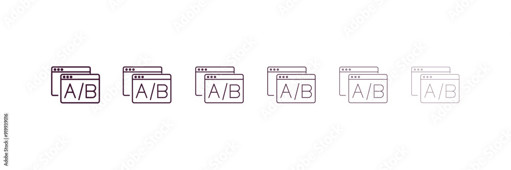 Aufkleber a/b testing outline icon. linear vector from technology concept. 6 different line style a/b testing 