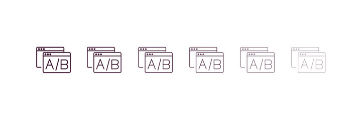 a/b testing outline icon. Linear vector from technology concept. 6 different line style a/b testing icon included thin, light, regular, medium, bold, black