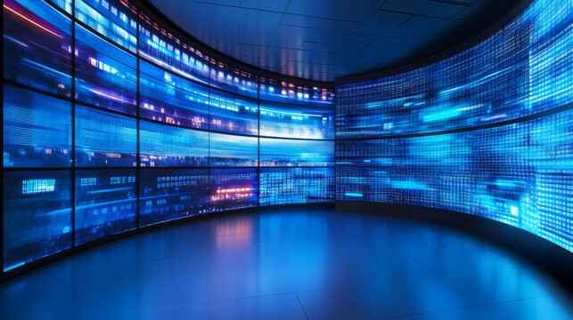 Virtual TV studio backdrop for news shows and TV shows. TV on the wall. Virtual news studio background.