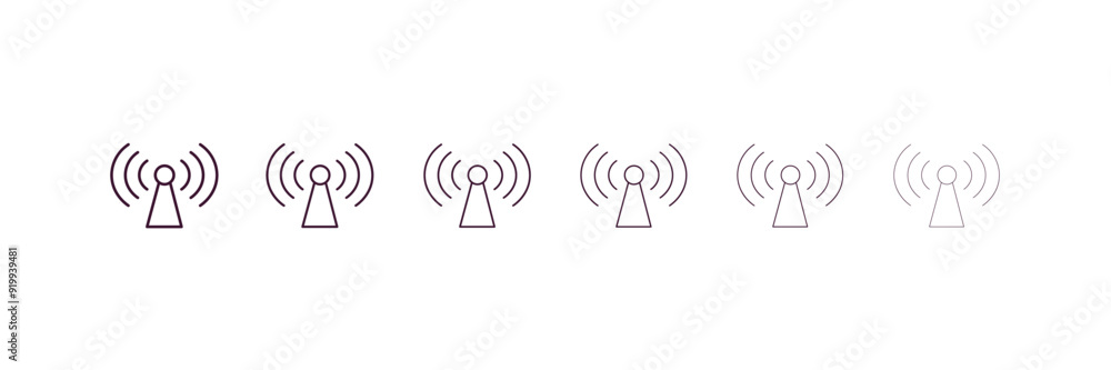 Poster reach outline icon. linear vector from technology concept. 6 different line style reach icon include