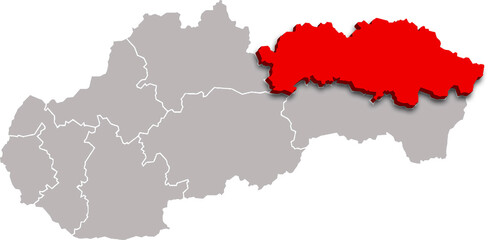 presov region map ADMINISTRATIVE DIVISIONS of SLOVAKIA 3d isometric map
