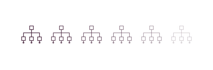 sitemaps outline icon. Linear vector from technology concept. 6 different line style sitemaps icon included thin, light, regular, medium, bold, black