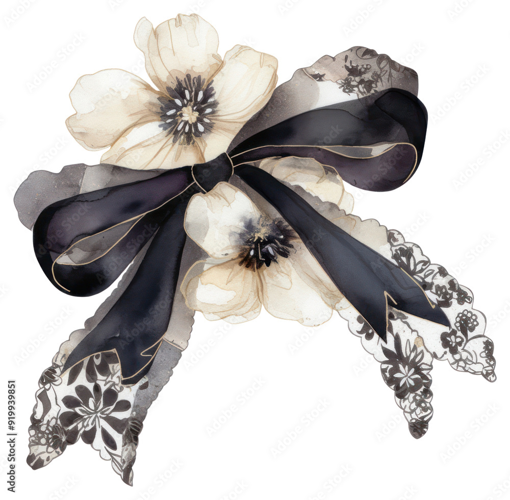 Poster png elegant floral bow illustration