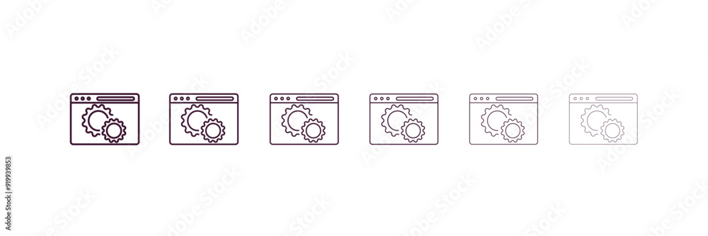 Poster website optimization outline icon. linear vector from technology concept. 6 different line style web