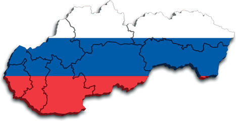 SLOVENIA MAP WITH ITS PROVINCES AND POLITICAL ADMINISTRATIVE DIVISIONS WITH FLAG