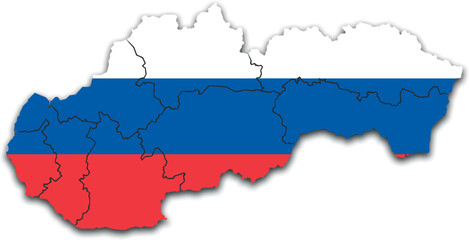 SLOVENIA MAP WITH ITS PROVINCES AND POLITICAL ADMINISTRATIVE DIVISIONS WITH FLAG