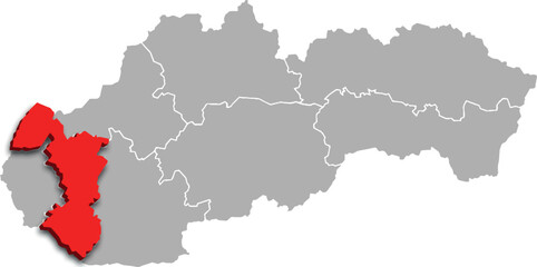 Naklejka premium trnava region map ADMINISTRATIVE DIVISIONS of SLOVAKIA 3d isometric map
