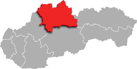 Obraz premium zilina region map ADMINISTRATIVE DIVISIONS of SLOVAKIA 3d isometric map