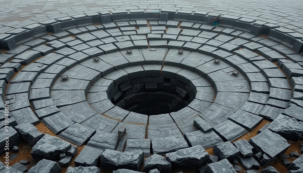 Poster abstract circular stone pattern with hole in the center.