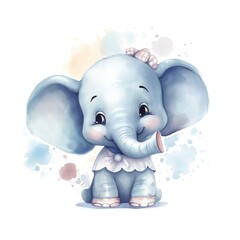 Safari Elephant watercolor illustration, safari animals clipart