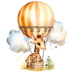 Safari Giraffe watercolor illustration, safari animals clipart