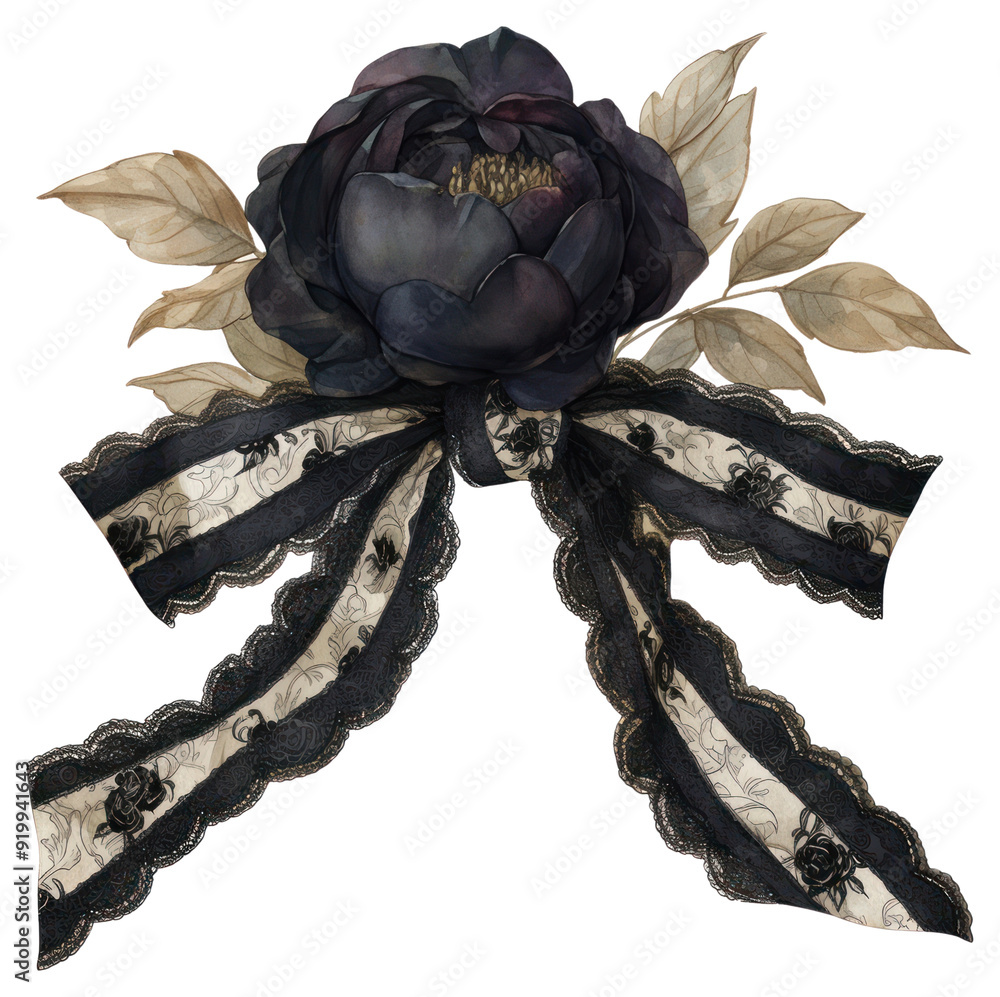 Poster PNG  Elegant floral ribbon illustration