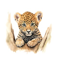 Obraz premium Safari Jaguar watercolor illustration, safari animals clipart