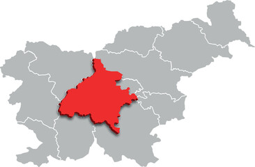 central slovenia region map ADMINISTRATIVE DIVISIONS of SLOVENIA 3d isometric map
